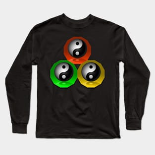 Yin Yang Triangle - Orange, Yellow and Green Long Sleeve T-Shirt